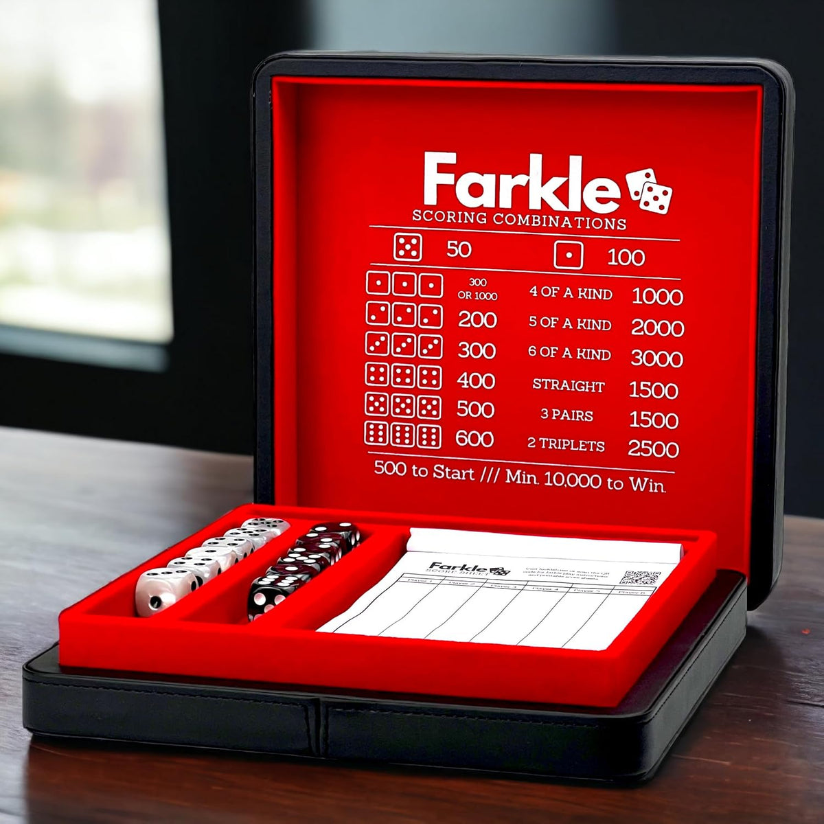 Luck Lab Farkle Dice Tray and Storage Case, Grey and Turquoise - Black and Red - image 3