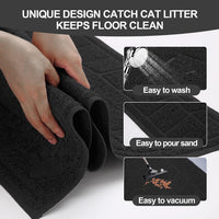 Cat Litter Box Mat, 47" x 35" Large Waterproof Litter Trapping Mat – Daily Care for Cats - Black / 2X-Large（47" x 35") - image 3