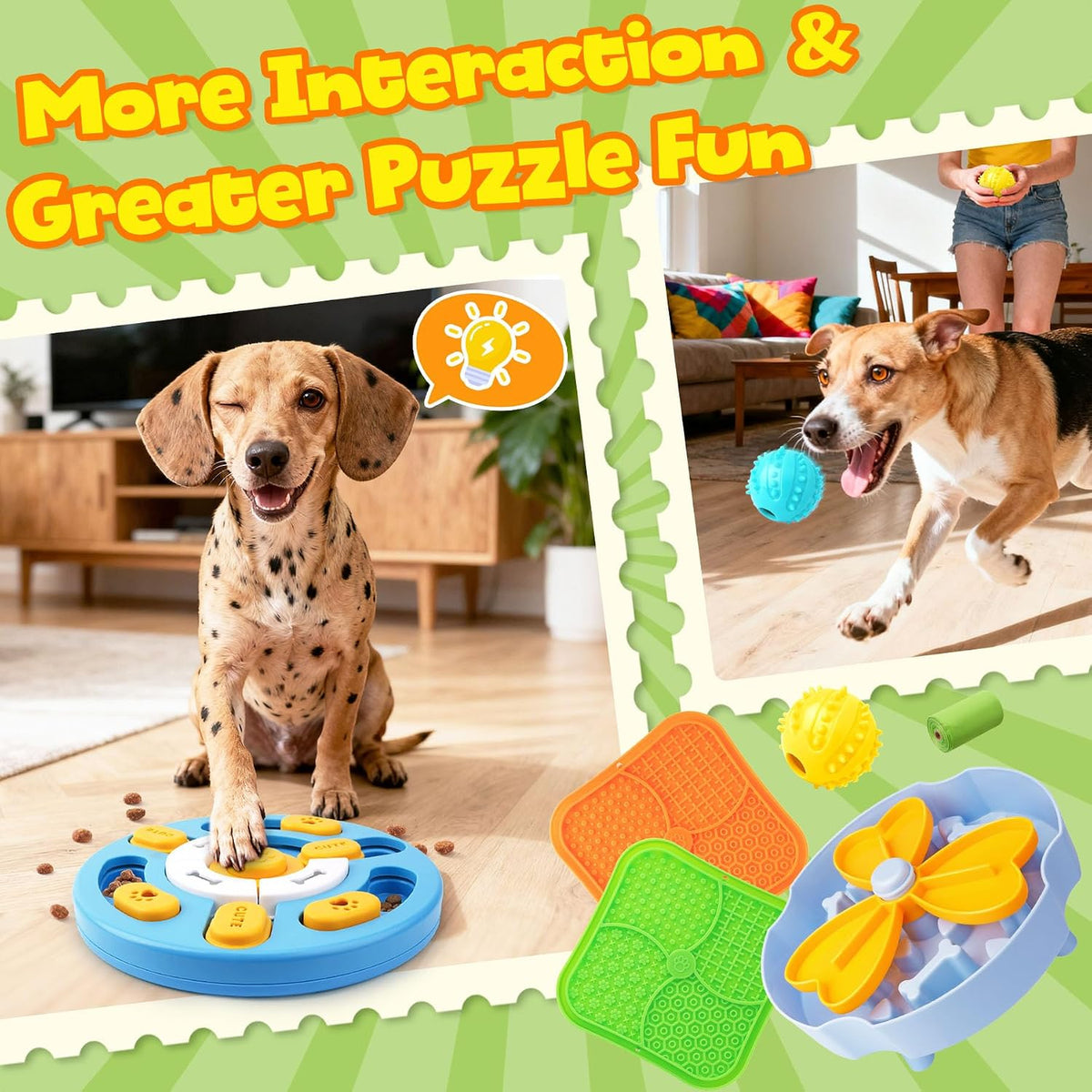 Forfon 9 Pack Dog Enrichment Toy Set with Puzzle Toy & Lick Mats – Essentials for Dogs - Curated Dog Puzzle Toys - image 4