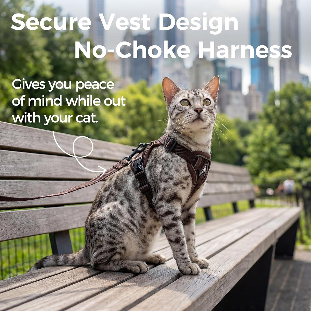 Cat Harness and Leash Set, Escape Proof Cat Vest, XL - Brown / XX-Large - image 3