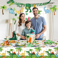 Litmitfu dinosaur birthday party supplies with plates, cups and banner - view 7