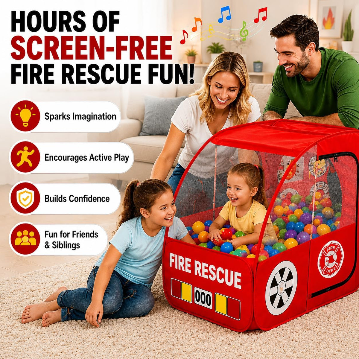 Kiddey Fire Truck Play Tent for Kids - image 4