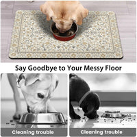 Dog Food Mat for Floors, Absorbent Pet Cat Food Bowl Mat - Bohemia 9 / 27"L x 17"W - image 3