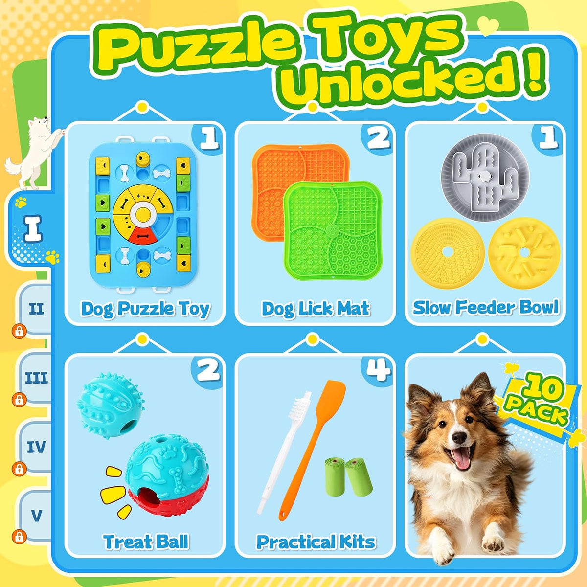 Forfon 9 Pack Dog Enrichment Toy Set with Puzzle Toy & Lick Mats – Essentials for Dogs - Expert Dog Puzzle Toys - image 2