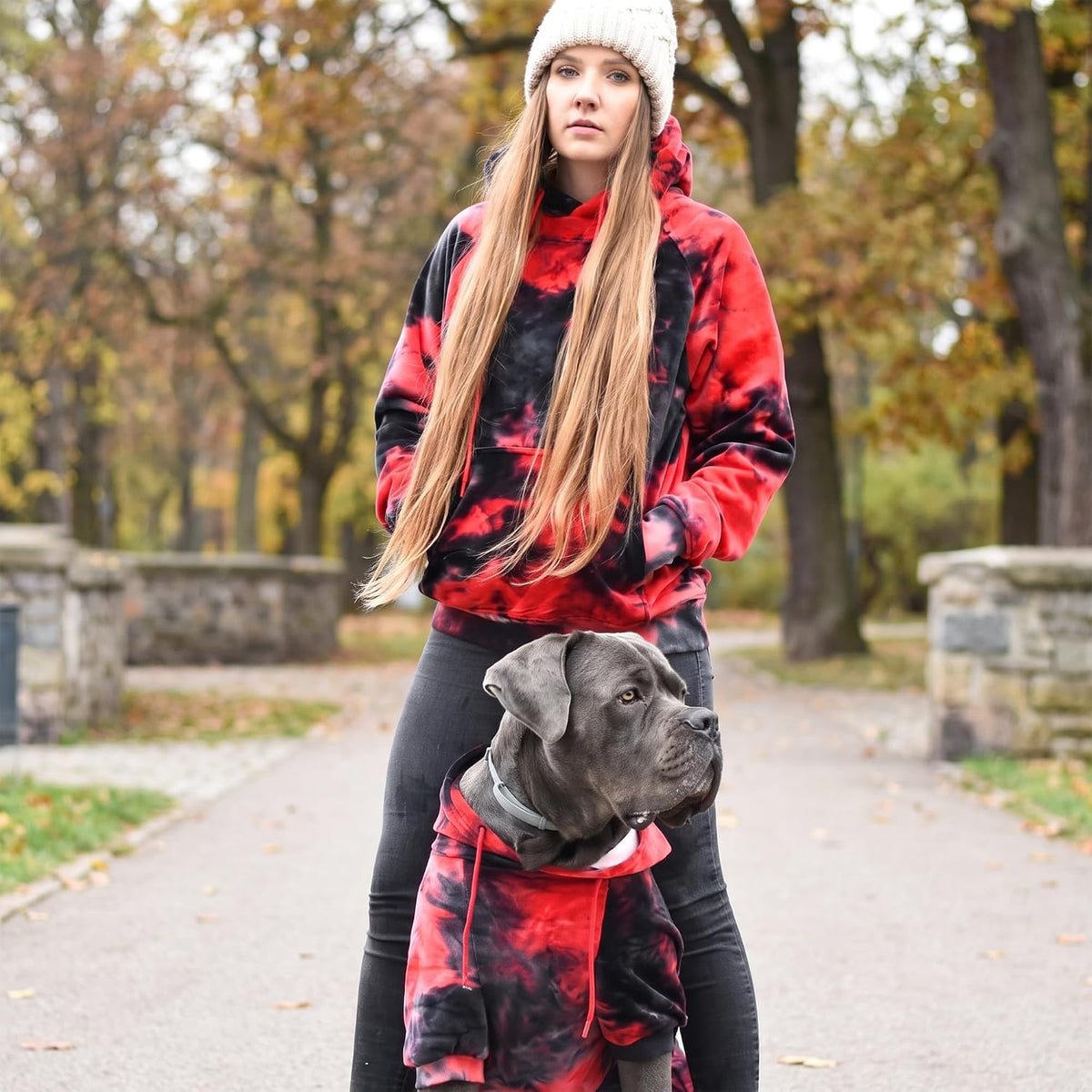 Spark Paws Human Hoodie, Matching Dog and Owner Clothes - Medium / Red & Black - image 4