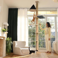 FUKUMARU Floor to Ceiling Cat Tree, 6 Level Adjustable Height (5.7-9.8 ft) Climbing Tower with Thickened Scratching Posts, Cats Activity Center with Transparent Capsule and Cozy Hammock