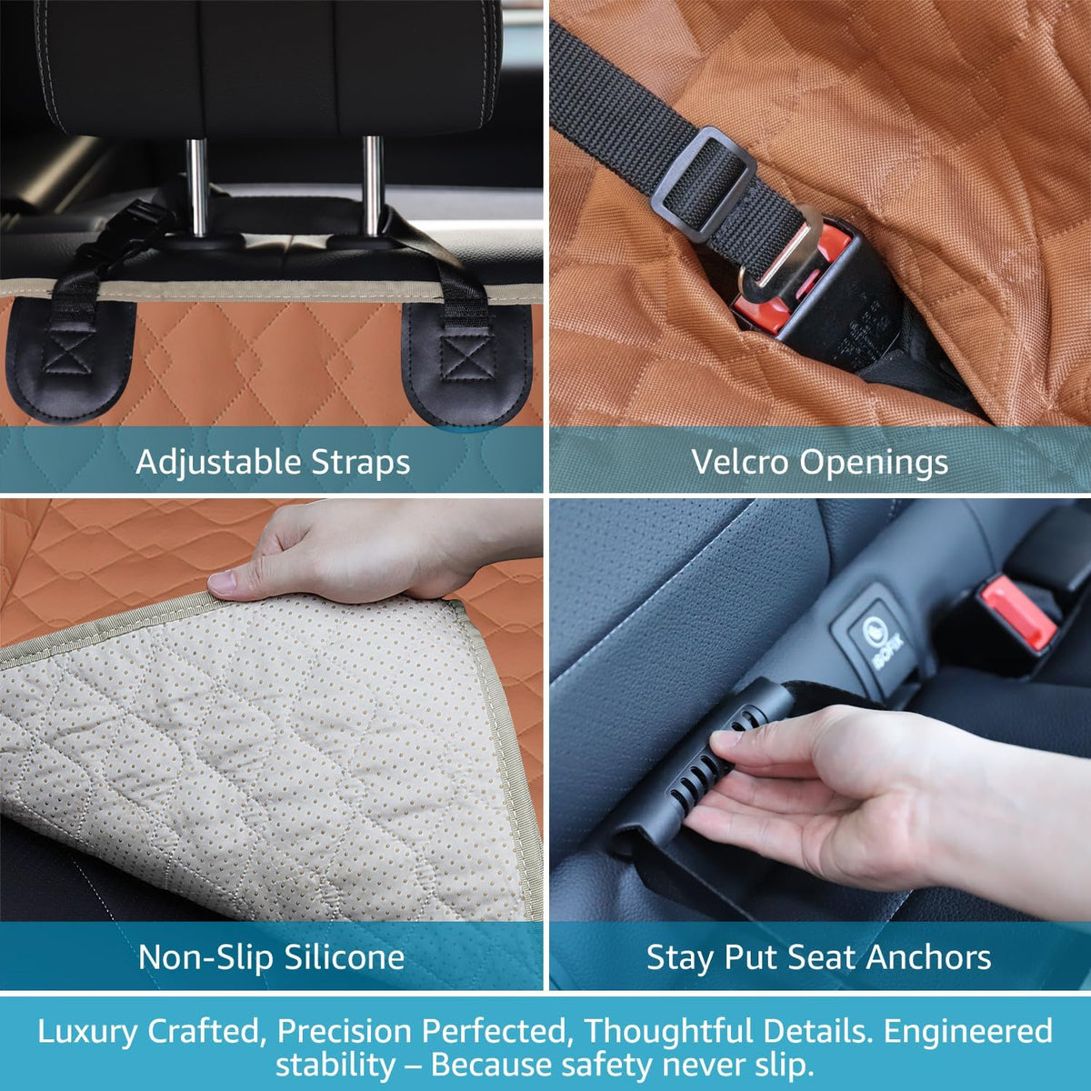 Lassie Dog Car Seat Covers for Back Seat with 2 Seat Belts - Brown / Truck - image 3