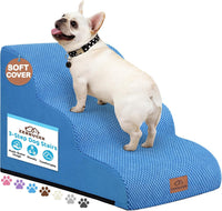 Zerbuger Dog Ramp and Stairs for Bed, Coffee 3 Steps 16" H - Blue / 3