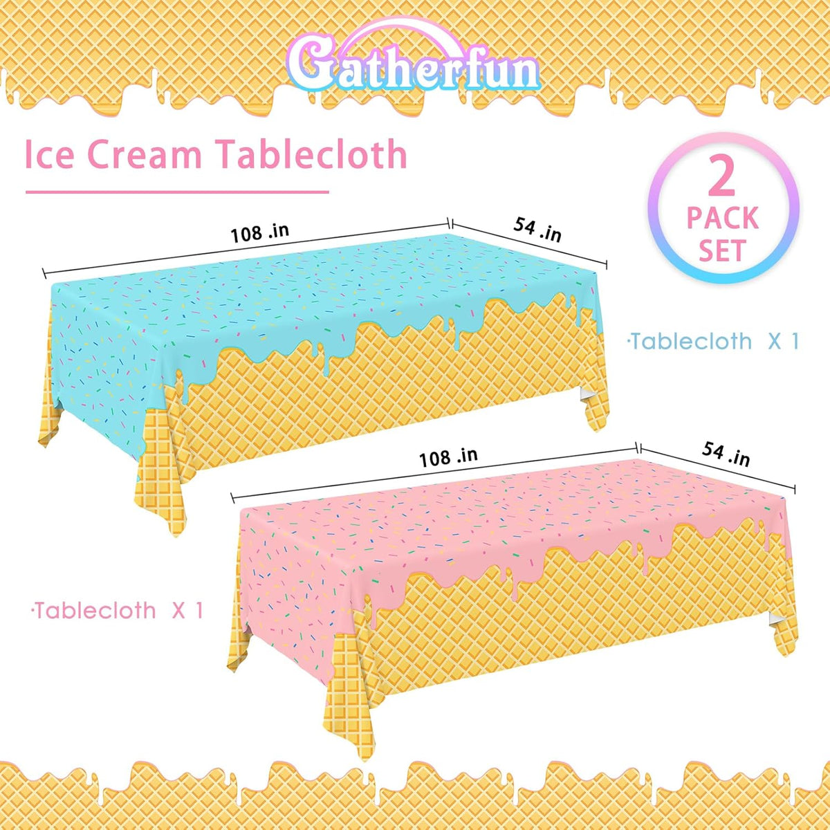 Gatherfun Ice Cream Party Supplies: 2-Pack Ice Cream Birthday Party - ice cream - image 2