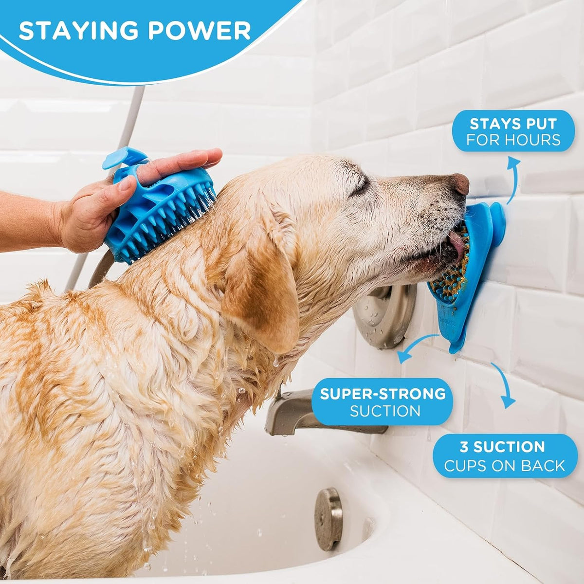 Lick Mat for Dogs with Suction Cups, XL, Blue - 1 Pack-Regular - image 4