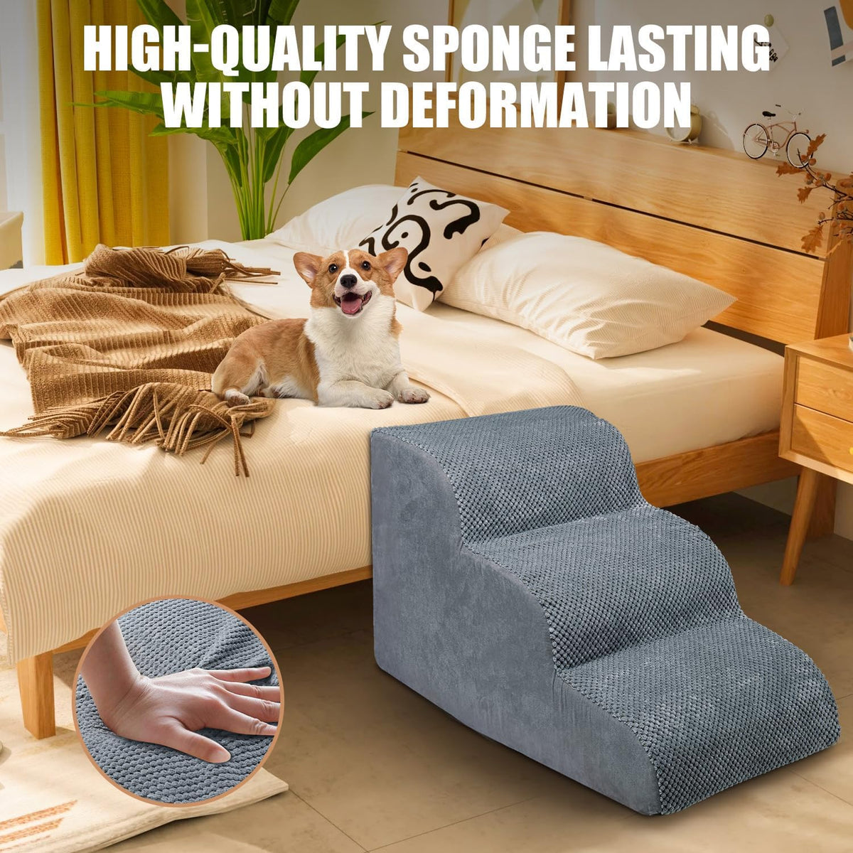 3-Step Dog Stairs for Small Dogs, Dog Ramp for Bed 15.7" H – Essentials for Dogs - image 3