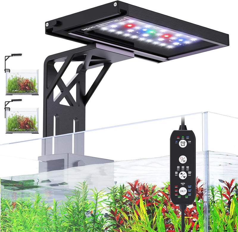 SEAOURA Clip On Aquarium Light for Plants-24/7 Fish Tank Light - 7inch for 7-12 inch tank