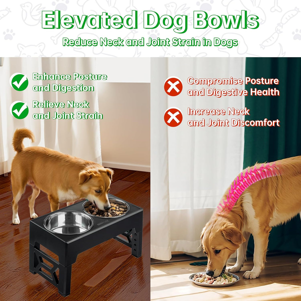 EliteField Elevated Dog Bowls - 2 Stainless Steel Bowls / Black - image 3