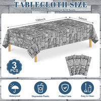 NatNarr 3 Pack Wood Grain Plastic Tablecloths - Stone Wall - image 2