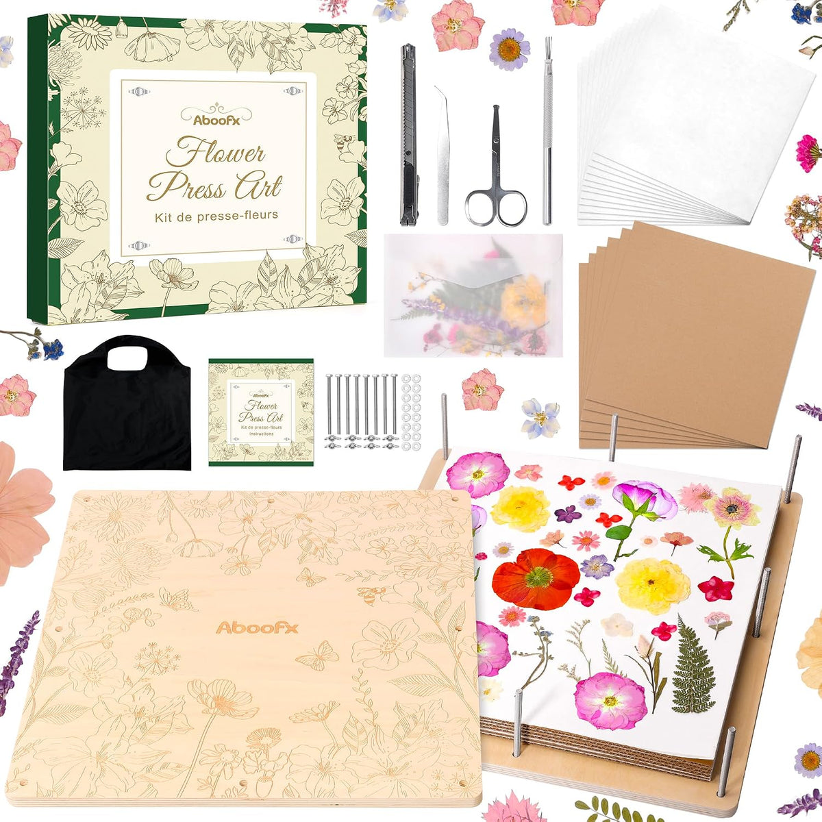 Aboofx Wooden Flower Pressing Kit - 15"x 15" 6 Layers