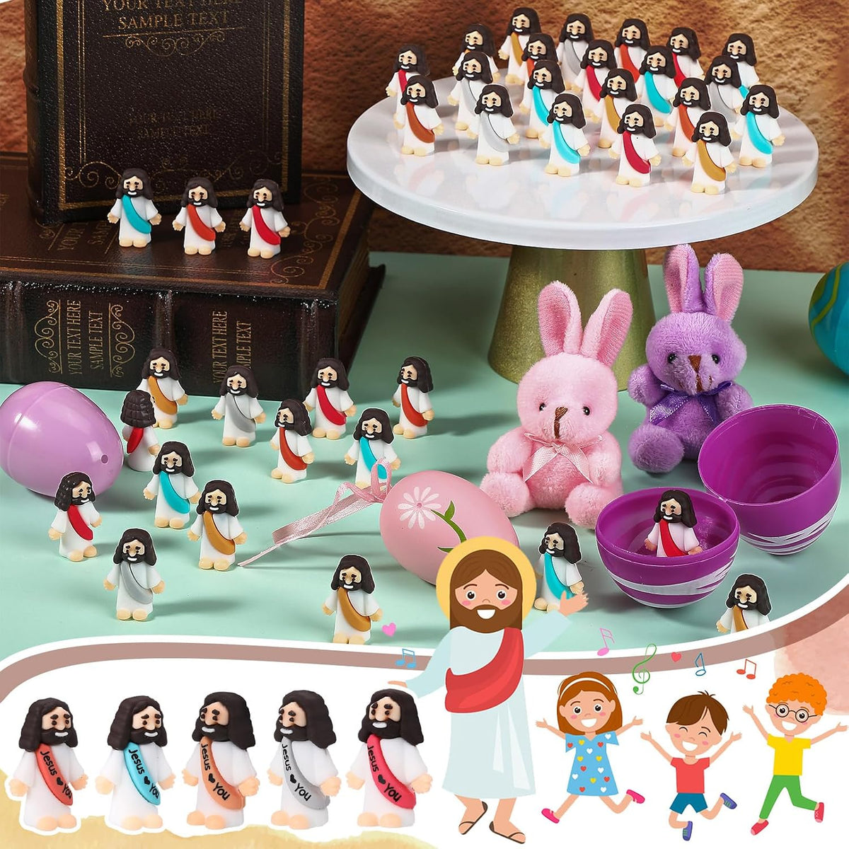 Bememo 50pcs Mini Jesus Loves You Religious Figures - Bohemian Color - image 3