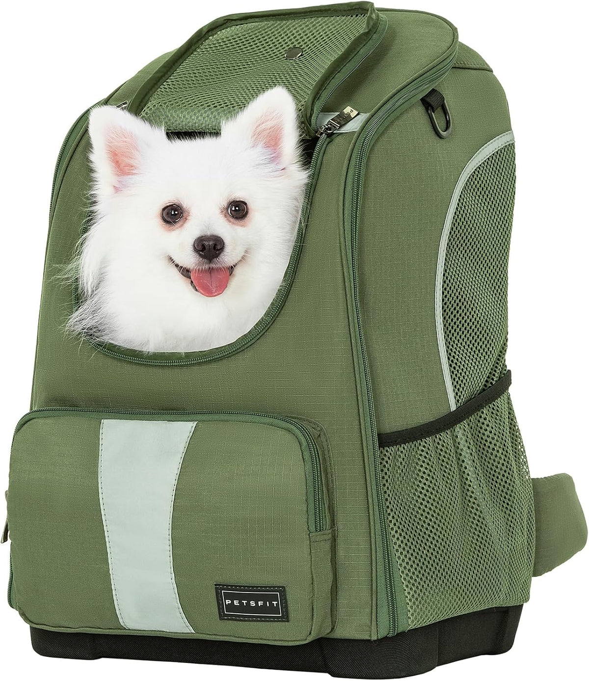 Petsfit Pet Dog Carrier Backpack with Upgraded Weight Reduction Design - 14.0"L x 9.5"W x 19.5"H / Army Green
