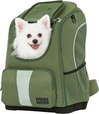 Petsfit Pet Dog Carrier Backpack with Upgraded Weight Reduction Design - 14.0"L x 9.5"W x 19.5"H / Army Green
