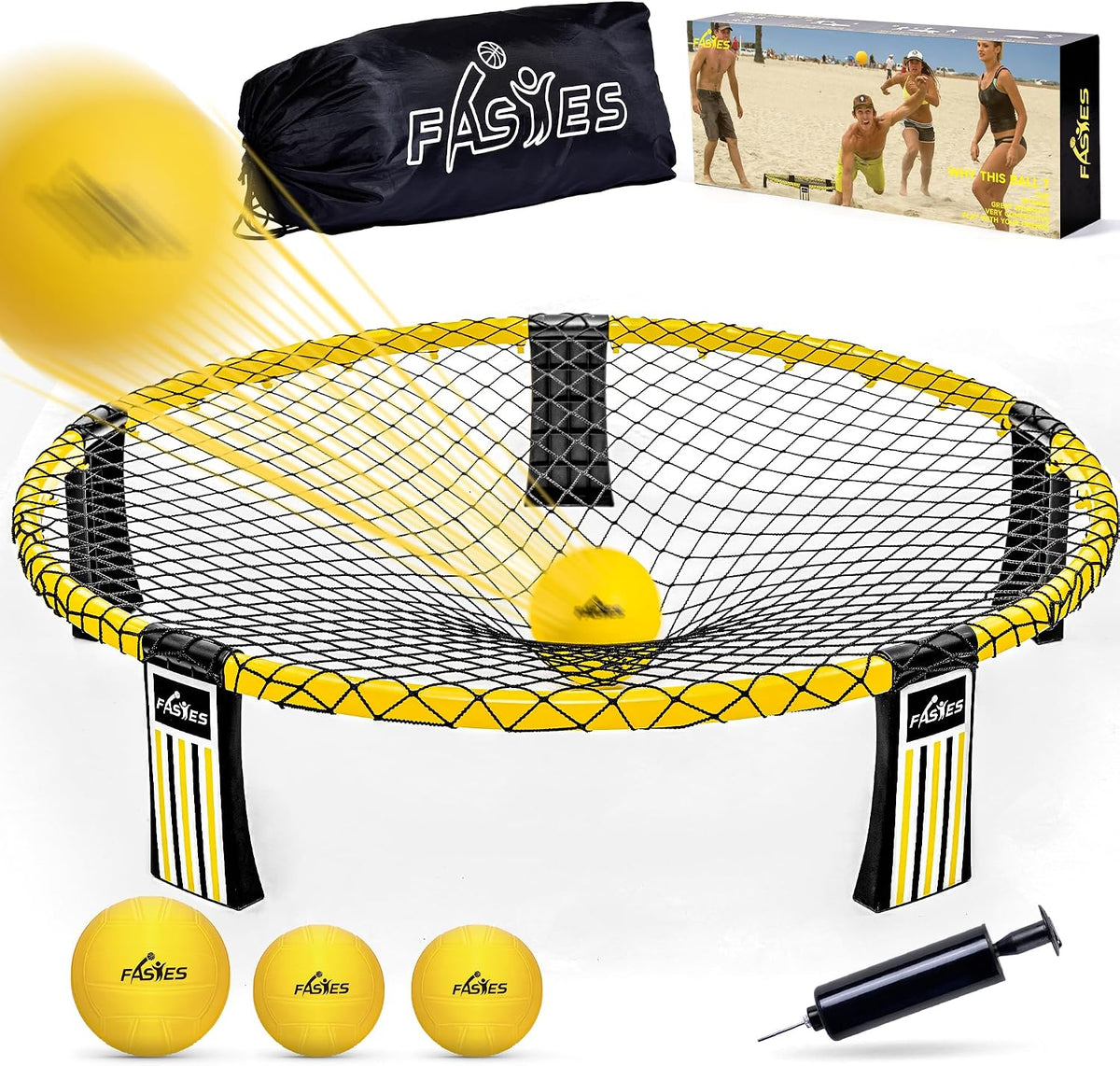 Fastes roundnet game set with round net, three balls and carrying bag - view 2