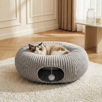 Cat Tunnel Bed with 40 Pcs Interactive Cat Toys - Grey / Medium - image 4