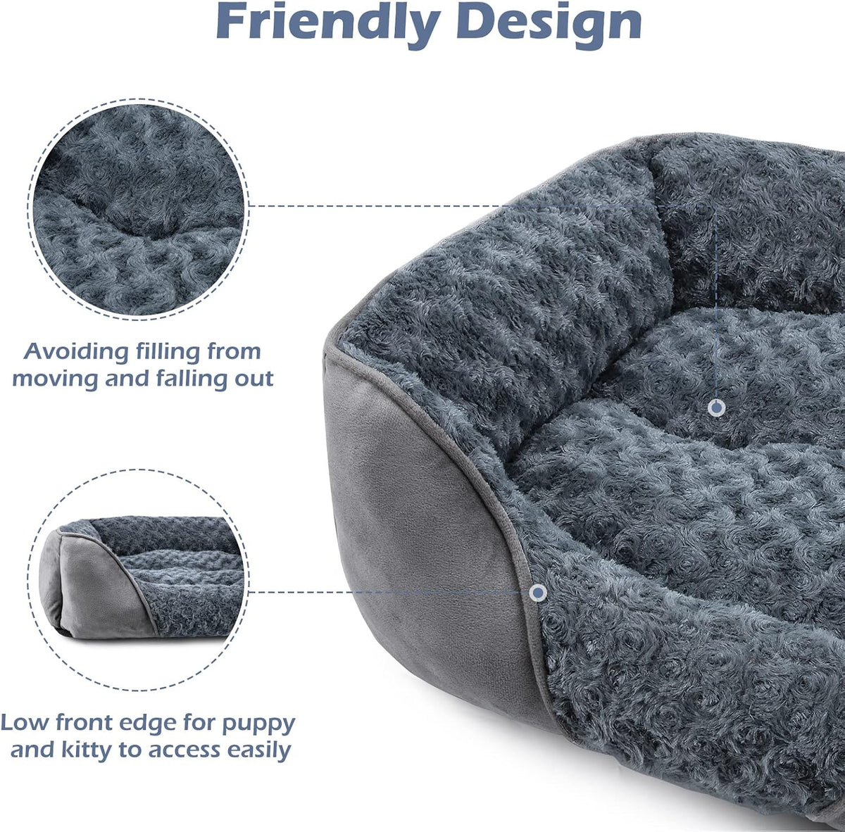 Rectangle Washable Orthopedic Dog Bed for Small - M(25"x 21"x 8") / Grey - image 2