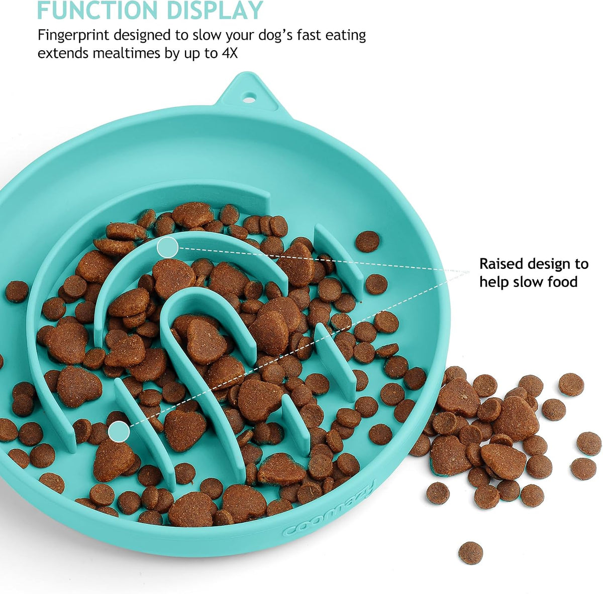 Coomazy Slow Feeder Cat Bowl Silicone Pet Puzzle Feeder for Slow - Cyan / 1 Cup - image 2