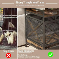 COZPAW Large Dog Crate Furniture, 48 Inch Wooden Dog Kennel for XLarge Dogs, Heavy Duty Dogs Furniture Indoor Wire Dog Cage with Caster Wheels, Decorative Pet House End Table, Brown