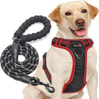 tobeDRI No Pull Dog Harness Adjustable Reflective Oxford Easy Control - Black/Red / X-Large