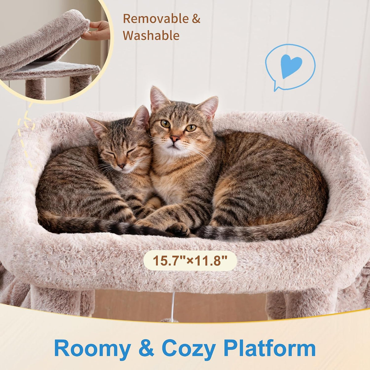 Hey-brother Cat Tree Tower with Large Platform, Spacious Condo - Muchroom / 35.4 Inches - image 3