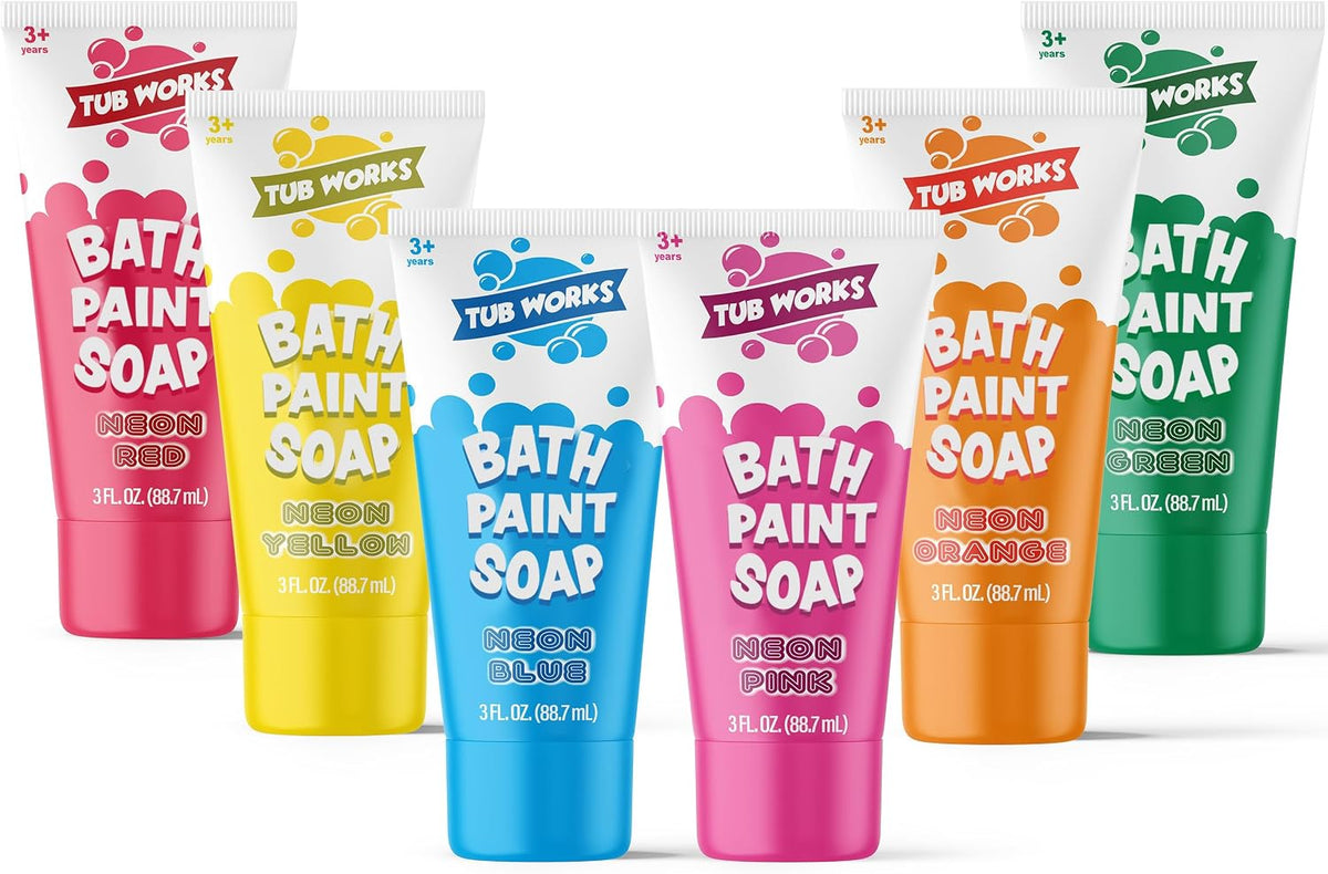 Tub Works Bath Paint Soap Bath Toy, Classic 6 Pack, Non-Toxic - Neon