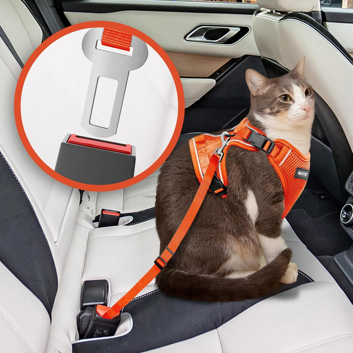 Cat Harness and Leash Set, Adjustable Cat Vest Harnesses – Essentials for Cats - Orange / Medium - image 4