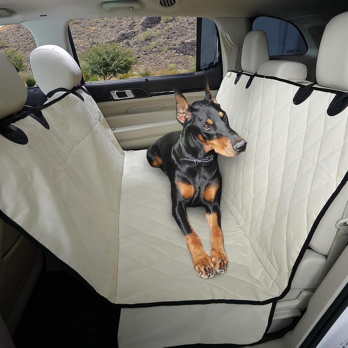 4Knines Heavy-Duty Rear Seat Cover for Dogs - Regular / Tan