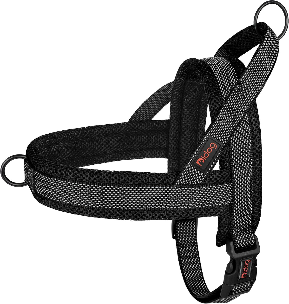 Didog No Pull Dog Harness for Large Dogs, Breathable Mesh Padded - Black-2 / M: Chest 21-27", Fit 28-50 lbs