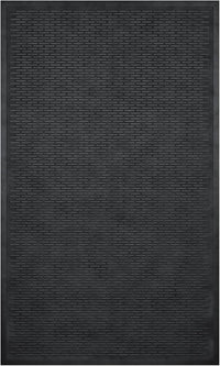 Indoor/Outdoor Hose-Wash Ribbed Design Non-Slip Rubber 3x5 Modern Area Rug for Living Room, Bedroom, Dining Room, Office, 35" x 60", Black