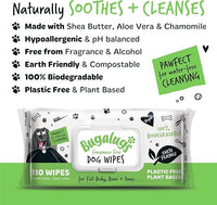 Dog Wipes, 100% Plastic Free Biodegradable pet Wipes for Full Body, Eye Wipes, Ear Wipes, Bum & Paws. 110 Sensitive Dog Grooming Wipes for Dogs, Puppy & cat Grooming (Fragrance Free)