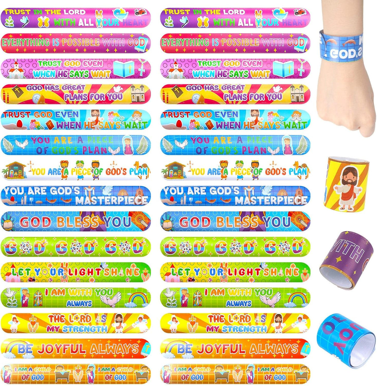 LovesTown Slap Bracelets for Kids - Bible