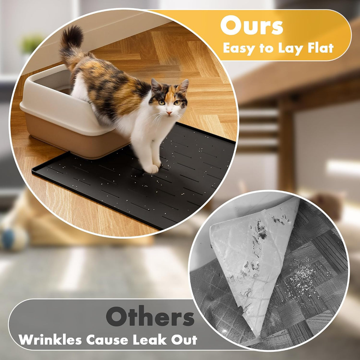 Pieviev Extra Large Silicone Litter Box Mat, Easy to Clean - Black / XL-40''x28'' - image 4