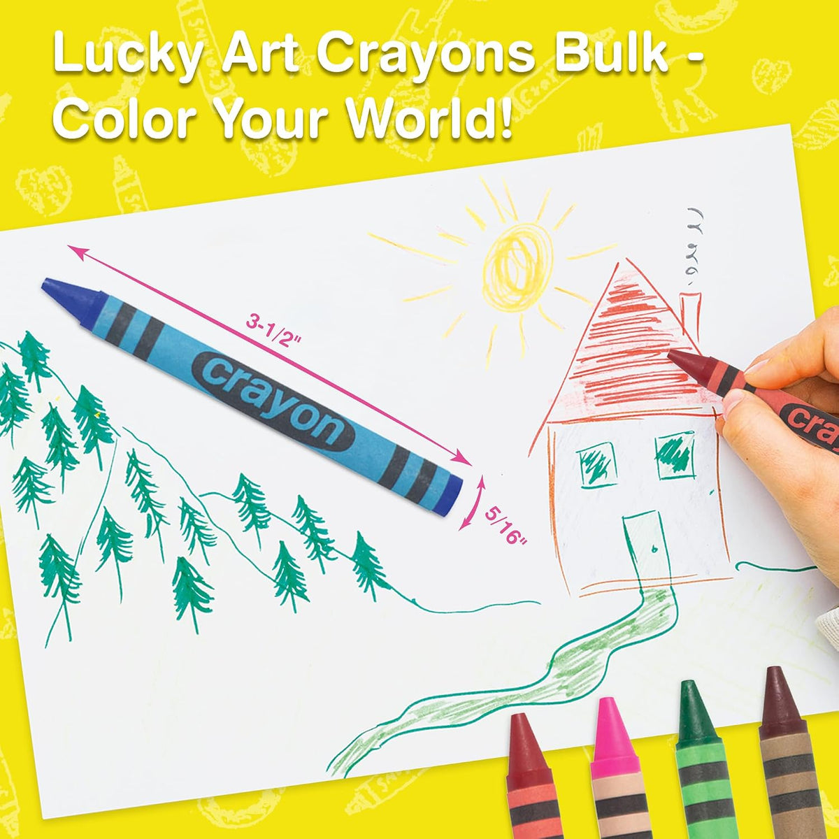 Lucky Art white crayons bulk refill pack, 80 regular size wrapped crayons - view 17