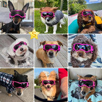 Dog Goggles Small Breed, Dog Sunglasses UV Protection Puppy Eyewear for Small Pet Outdoor Riding - Small / Pink - image 2