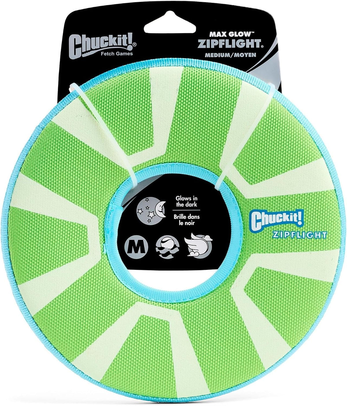 Chuckit! Max Glow Zipflight Flying Disc Dog Toy, Floats, Medium