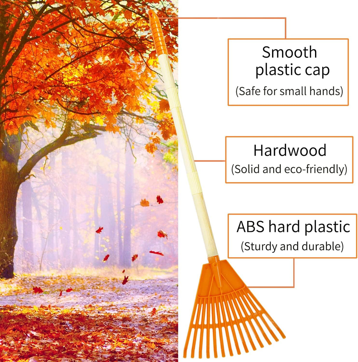 CHEERBANK kid rakes, four child size lawn rakes with wooden handles - view 10