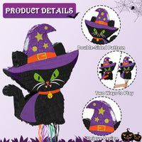 WERNNSAI Halloween skull pumpkin piñata in orange and black with spooky face - view 14