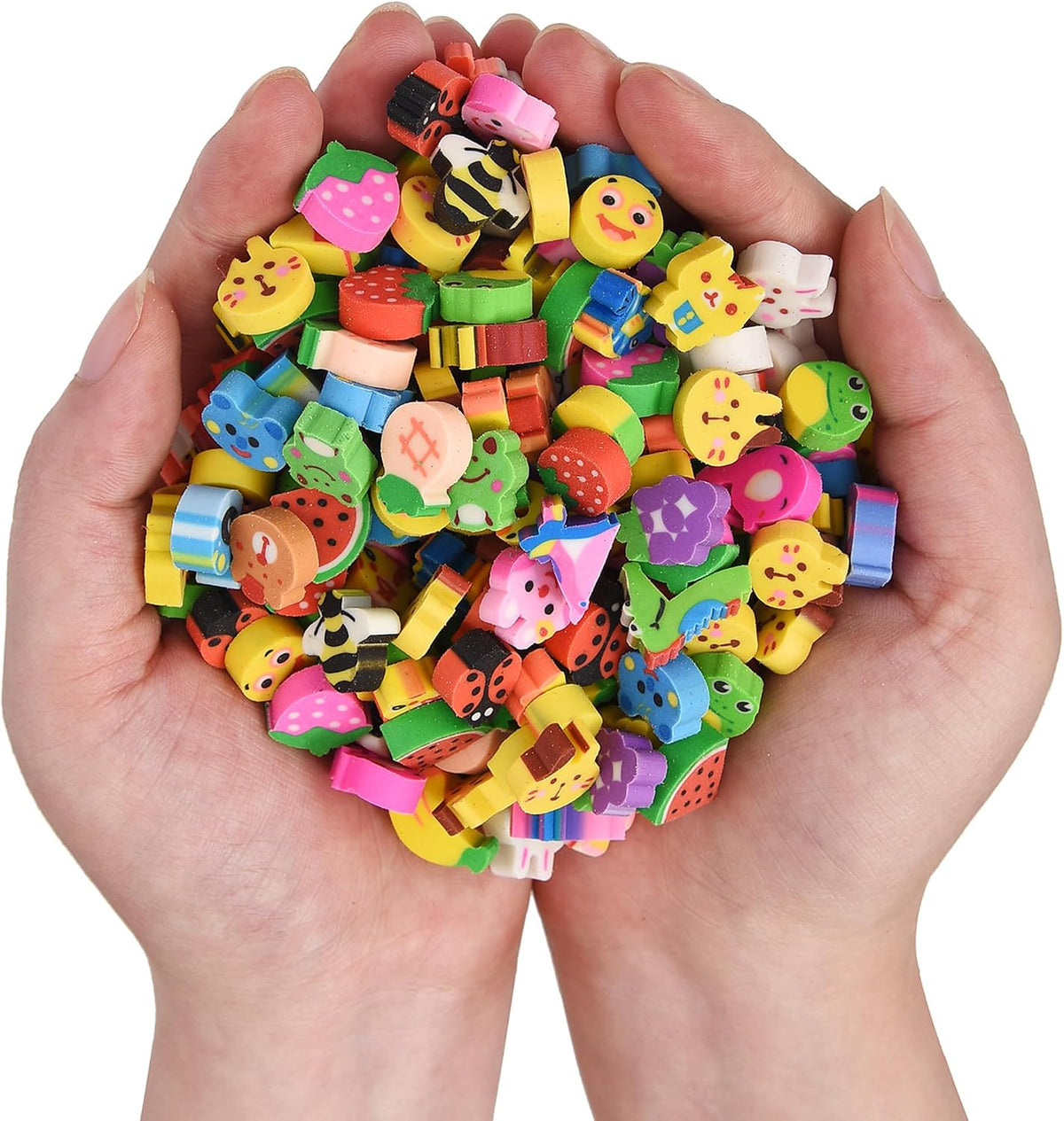 300PCS Mini Cute Animals and Fruits Pencil Erasers for Kids Bulk – Fun for Kids & Family - small / Animals and Fruits