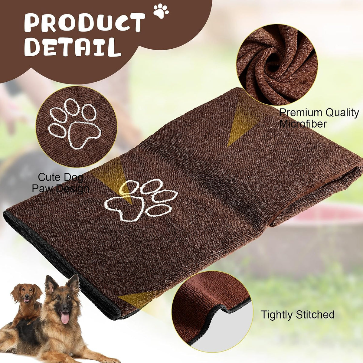 Chumia 4 Pcs Dog Towels for Drying - 16 x 32 Inch / Gray, Coffee - image 3