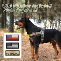 Forestpaw No Pull Dog Harness - Soft Flannel Padded Tactical Dog Vest Harness with Quick Release Buckle, Adjustable Reflective Pet Harness for Medium Dogs Walking Training,Green Camouflage M