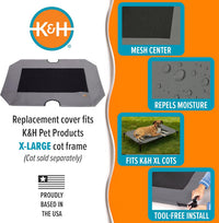 K&H Outdoor Elevated Dog Bed Pet Cot Replacement Cover - Gray/Black Mesh / X-Large 50 X 32 Inches - image 4