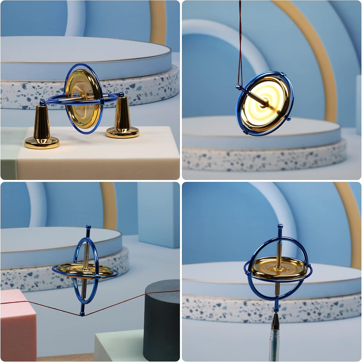 Joytech Precision Gyroscope Metal Anti-Gravity Spinning Top Balance - Blue+golden - image 3