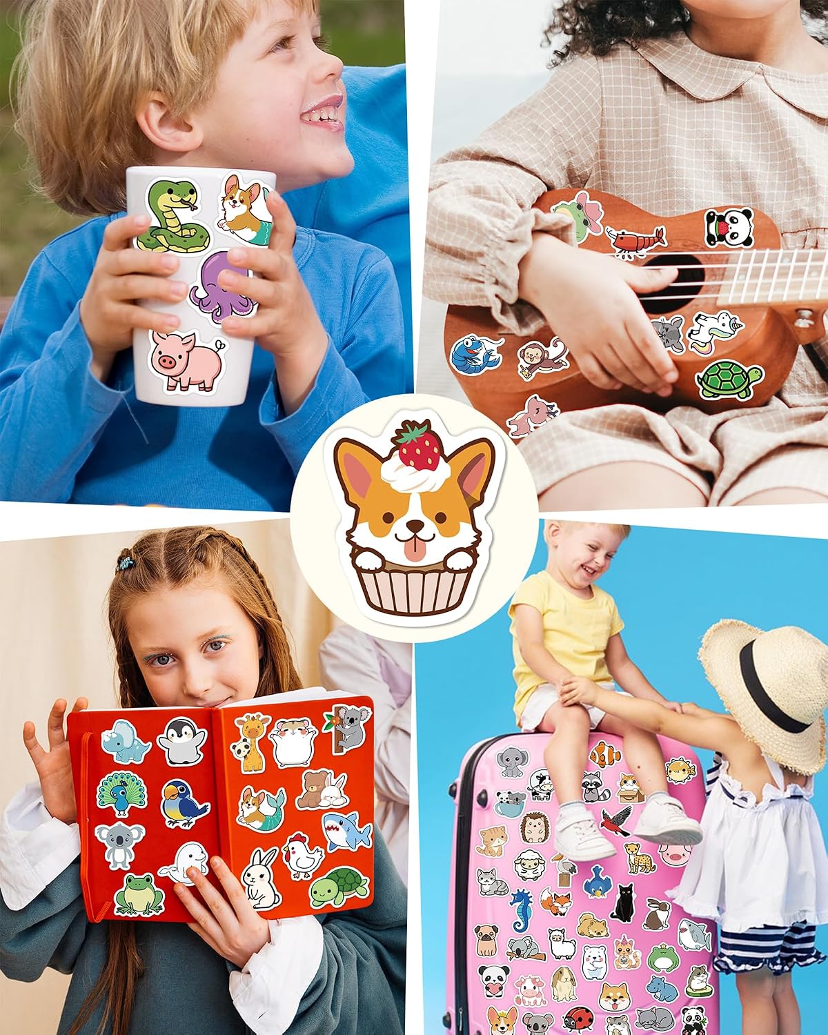 100 Pcs Animal Stickers for Kids, Cute Water Bottle Stickers - 200 Pcs - image 2