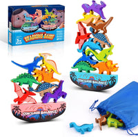 IPOURUP Dinosaur Toys for Kids 3-5: Wooden Stacking Montessori Toys - Double Dino Blocks