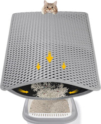 Double Layer Cat Litter Mat, Waterproof Non-Slip - grey / 24x15 inch